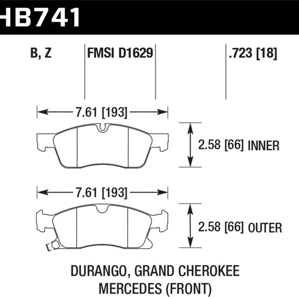 Hawk 13-15 Mercedes-Benz GL350/450 12-15 ML350 2015 ML250 HPS 5.0 Front Brake Pads