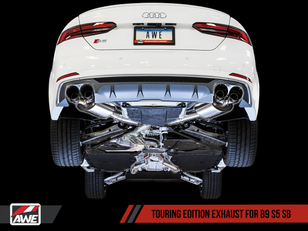 AWE Tuning Audi B9 S5 Sportback Touring Edition Exhaust - Non-Resonated (Black 102mm Tips)