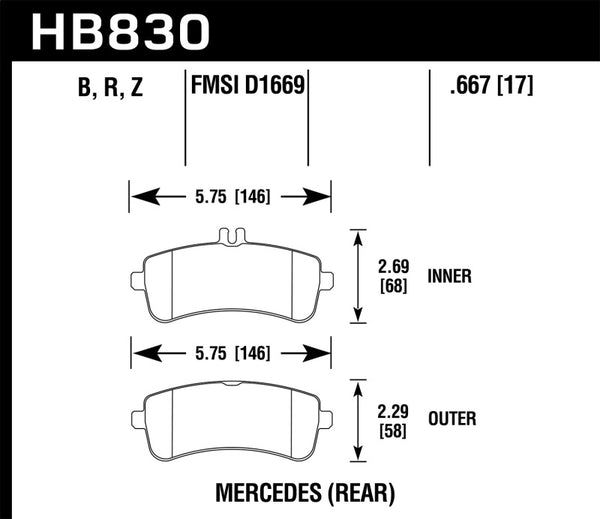 Hawk 13-16 Mercedes-Benz SL63 AMG/SL65 AMG Perfromance Ceramic Street Rear Brake Pads