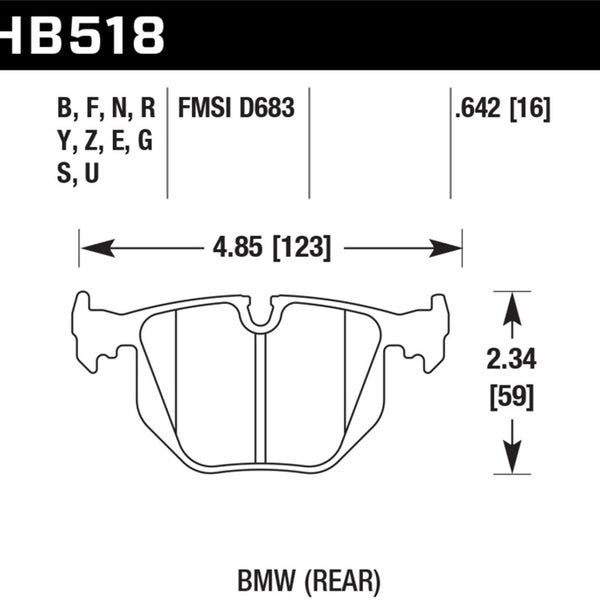Hawk 2001-2006 BMW 330Ci HPS 5.0 Rear Brake Pads