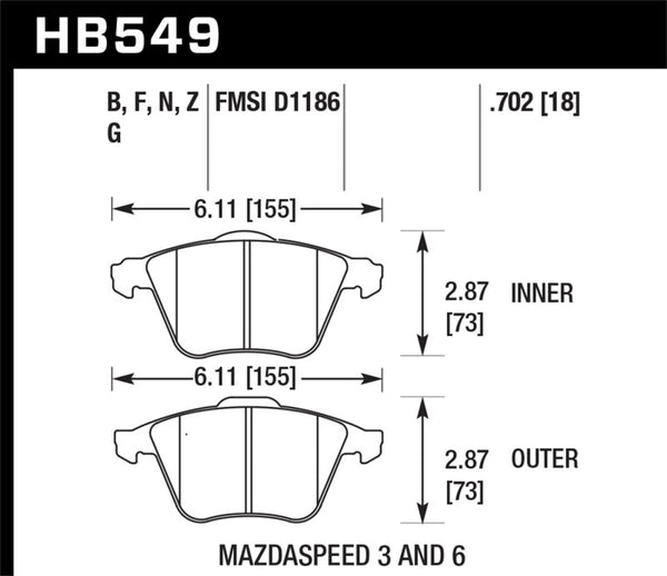 Hawk 07-08 Mazdaspeed3/06-07 Mazdaspeed6 HPS Street Front Brake Pads