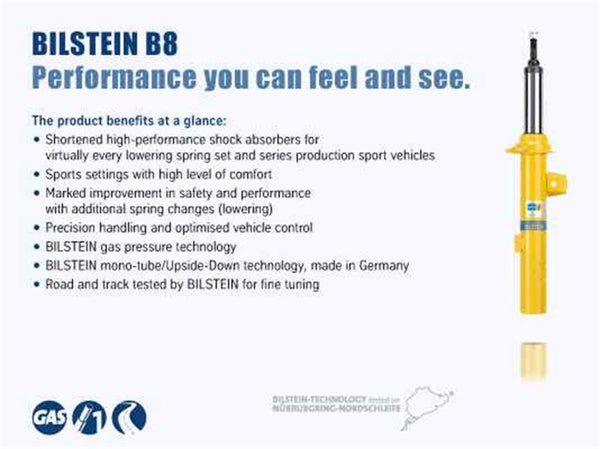 Bilstein B8 Series 15 Audi A3 Quattro / 15 Volkswagen GTI, Golf Front 36mm Monotube Shock Absorber