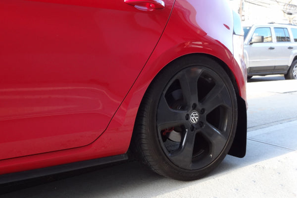 Rally Armor 2015+ VW Golf/GTI/TSI UR Red Mud Flap w/ White Logo