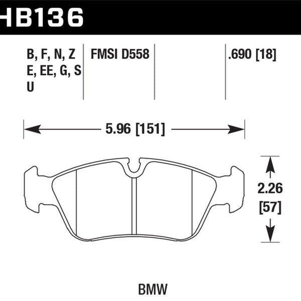 Hawk BMW 318i/318iC/318iS/318Ti/325Ci/325i/325iS/325Xi/328Ci/328iC/328iS/Z3 Race Front Brake Pads