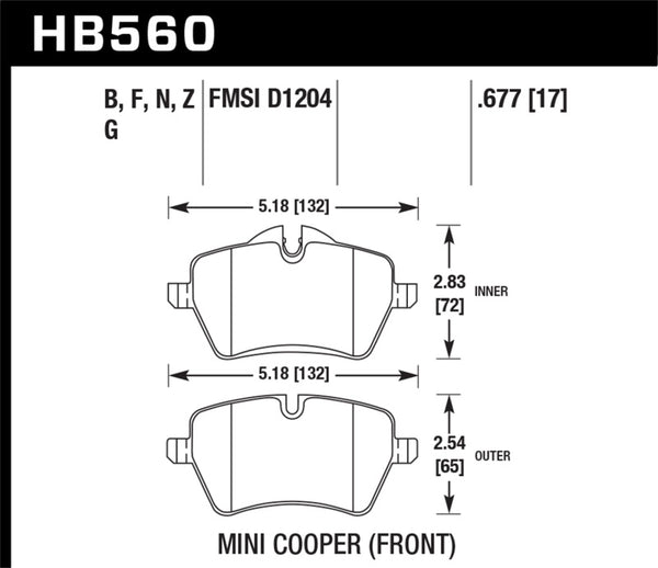 Hawk 06-15 Mini Cooper DTC-60 Race Front Brake Pads