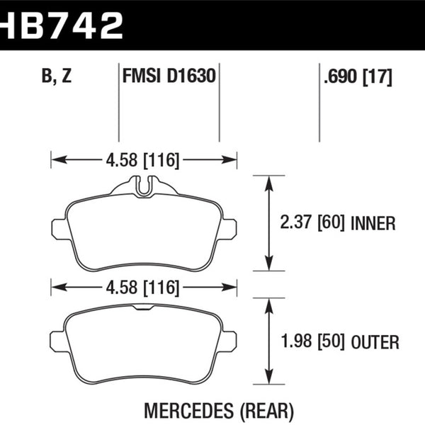 Hawk 12-15 Mercedes-Benz ML350/550 HPS 5.0 Rear Brake Pads