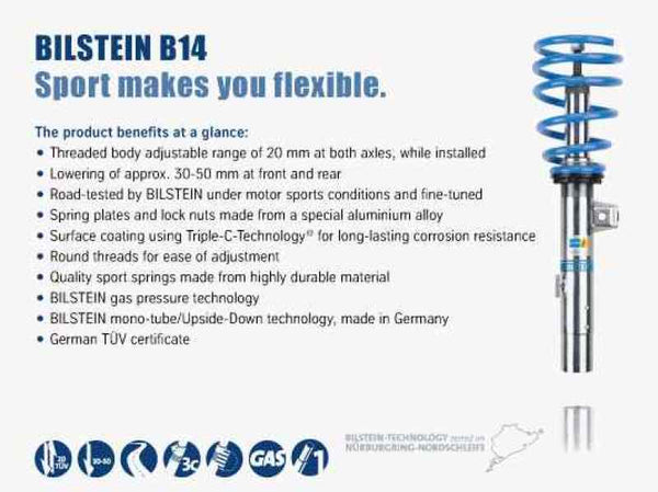Bilstein B14 Audi S4 (8E) K4 Performance Suspension System (May Req. OE 8E0412377C)