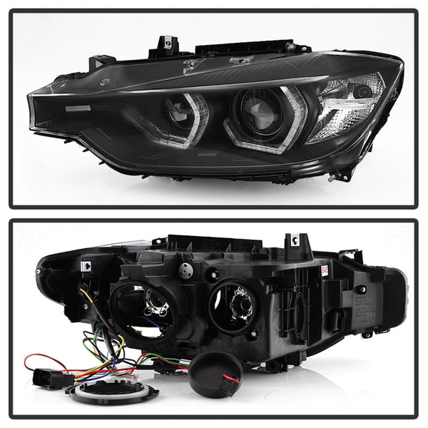 Spyder 12-14 BMW F30 3 Series 4DR Projector Headlights - LED DRL - Black (PRO-YD-BMWF3012-DRL-BK)