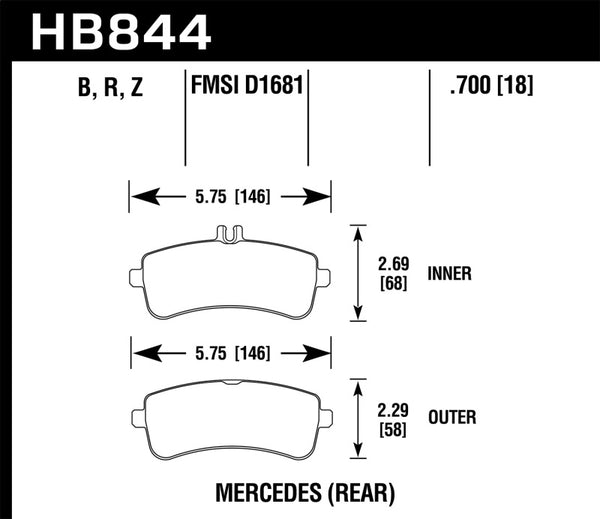 Hawk 13-16 Mercedes SL Class / 14-17 Mercedes S Class HPS 5.0 Rear Brake Pads