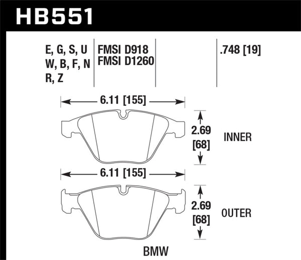 Hawk 07-09 BMW 335d/335i/335xi / 08-09 328i/M3 Performance Ceramic Street Front Brake Pads