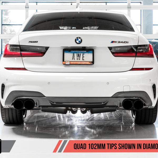 AWE Tuning 2019+ BMW M340i (G20) Non-Resonated Touring Edition Exhaust - Quad Diamond Black Tips