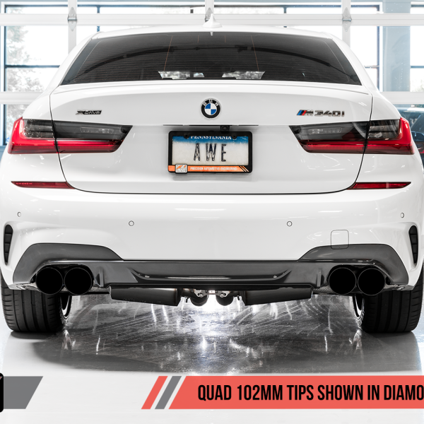 AWE Tuning 2019+ BMW M340i (G20) Track Edition Exhaust - Quad Diamond Black Tips