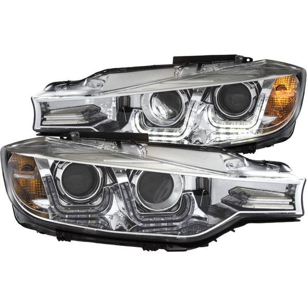 ANZO 2012-2015 BMW 3 Series Projector Headlights w/ U-Bar Chrome (HID Compatible)