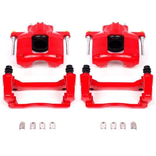 Power Stop 07-18 Jeep Wrangler JK Front Red Calipers w/Brackets - Pair