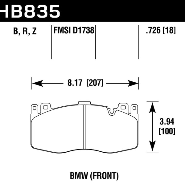 Hawk 15-19 BMW X6 M Performance Ceramic Street Front Brake Pads